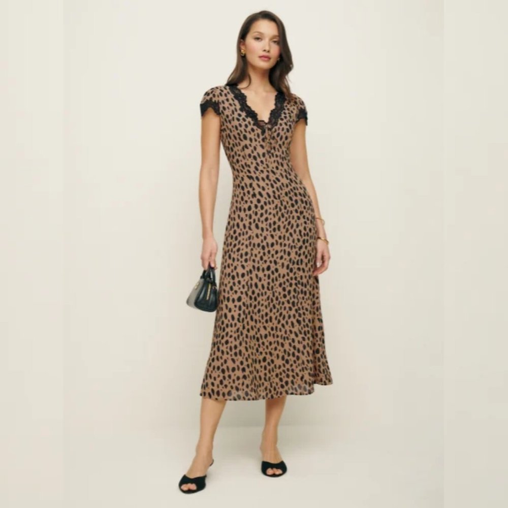 Reformation Leopard Print Midi Dress